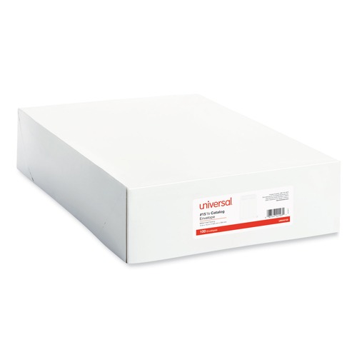  | Universal UNV42103 Self-Stick Open-End #15-1/2 Square Flap 12 in. x 15.5 in. Catalog Envelopes - White (100/Box) image number 0