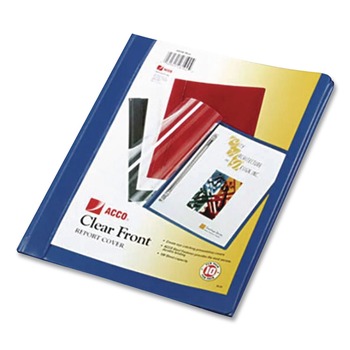 ACCO 8.5 in. x 11 in. 0.5 in. Capacity Prong Fastner Vinyl Report Cover - Clear/Blue (10/Pack)