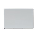 Office Jansan | Universal UNV43843 72 in. x 48 in. Deluxe Porcelain Magnetic Dry Erase Board - White Surface/Silver/Black Aluminum Frame image number 0