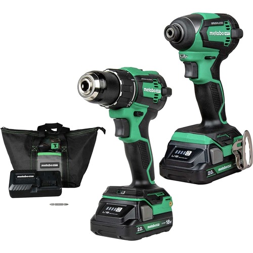 Combo Kits | Metabo HPT KC18DEXQBM 18V MultiVolt Brushless Lithium-Ion Cordless Drill Driver and Impact Driver Combo Kit with 2 Batteries (2 Ah) image number 0