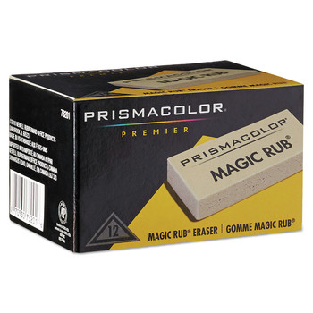 Prismacolor 73201 Magic Rub Eraser, For Pencil/ink Marks, Rectangular Block, Medium, Off White, Dozen
