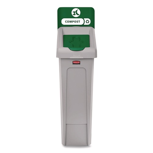 Bulk Savings Pricing 3 | Rubbermaid Commercial 2185051 Slim Jim Recycling Station Kit 1-Stream Compost 23 gal Plastic Green/Gray image number 0