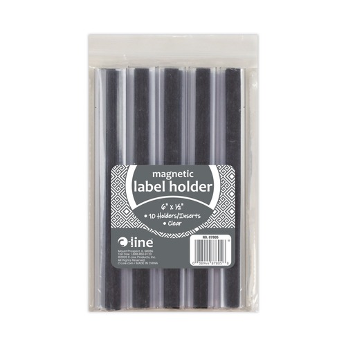 Labels | C-Line 87805 6 in. x 0.5 in. Side Load Clear Magnetic Label Holders (10/Pack) image number 0