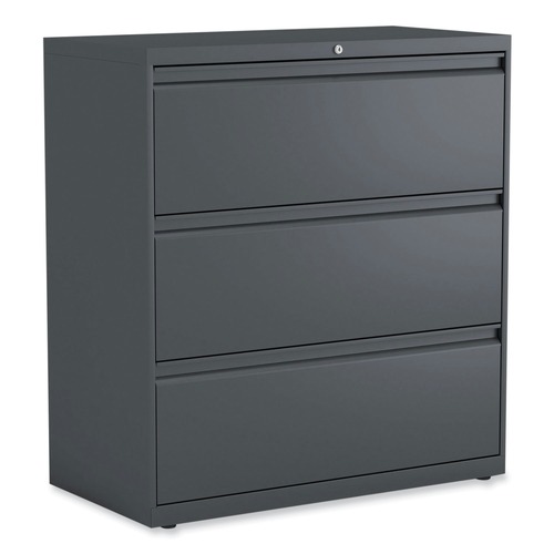Alera 25491 3-Drawer Lateral 36 in. x 18 in. x 39.5 in. File Cabinet - Charcoal image number 0