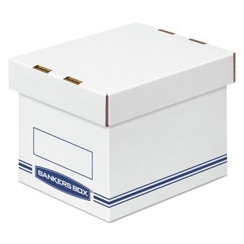 Bankers Box 4662101 6.25 in. x 8.13 in. x 6.5 in. Organizer Storage Boxes - Small, White/Blue (12-Piece/Carton)
