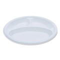 Office Jansan | Boardwalk BWKPLTHIPS10WH3 10 in. Diameter 3-Compartment Hi-Impact Plastic Dinner Plates - White (500/Carton) image number 3