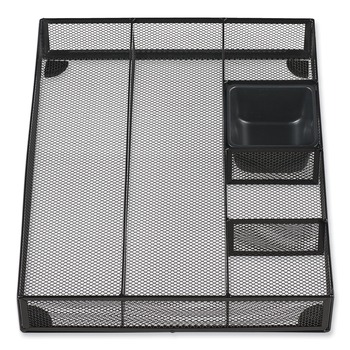 Universal 15 in. x 11.88 in. x 2.5 in. 6 Compartments Metal Mesh Drawer Organizer - Black