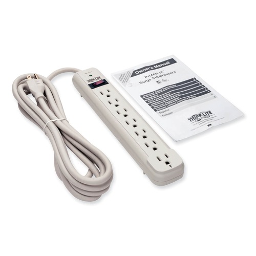 | Tripp Lite TLP712 Protect It! Surge Protector, 7 Outlets, 12 Ft Cord, 1080 Joules, Light Gray image number 0