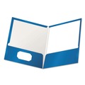 Office Jansan | Oxford 51701EE 100 Sheet Capacity 11 in. x 8.5 in. High Gloss Laminated Paperboard Folder - Blue (25/Box) image number 0