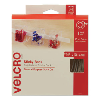 Velcro 0.75 in. x 15 ft. Removable Adhesive Sticky-Back Fasteners with Dispenser - White (1-Roll)