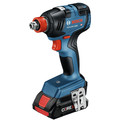 Combo Kits | Bosch GXL18V-233B25 18V Brushless Lithium-Ion 1/2 in. Cordless Hammer Drill Driver and 2-in-1 1/4 in. and 1/2 in. Bit Socket Impact Wrench with 2 Batteries (4 Ah) image number 2
