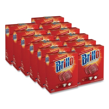 Brillo 2.5 in. x 3 in. Steel Wool Soap Pads - Gray/Pink (12/Carton)