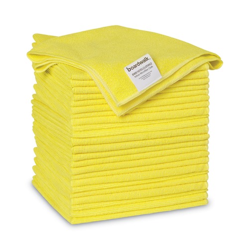 Cleaning Cloths | Boardwalk 2164039 16 in. x 16 in. Microfiber Cleaning Cloths - Yellow (24/Pack) image number 0