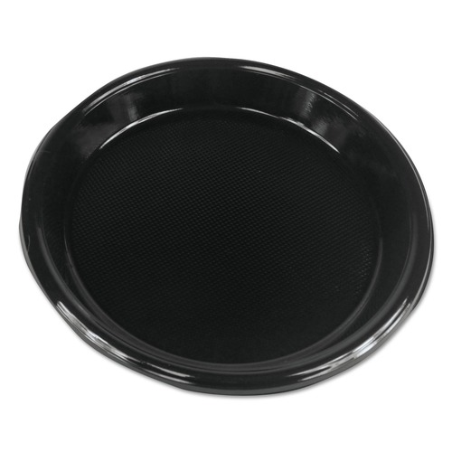  | Boardwalk BWKPLHIPS10BL Hi-Impact 10 in. Plastic Dinner Plates - Black (500/Carton) image number 0