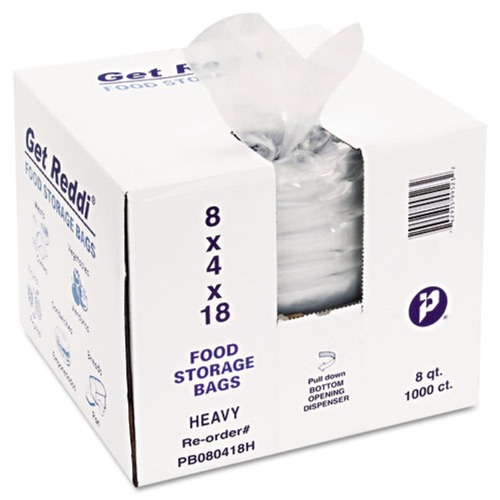 Cleaning & Janitorial Supplies | Inteplast Group PB080418H 8-Quart 1 mil. 8 in. x 18 in. Food Bags - Clear (1000/Carton) image number 0