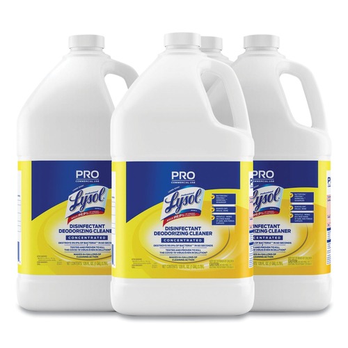 Cleaning & Janitorial Supplies | Professional LYSOL Brand 19200-99985 128 oz. Bottle Disinfectant Deodorizing Cleaner Concentrate - Lemon Scent (4/Carton) image number 0