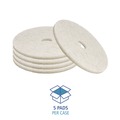 Cleaning & Janitorial Accessories | Boardwalk BWK4024NAT 24 in. Diameter Natural Burnishing Floor Pads - White (5/Carton) image number 2