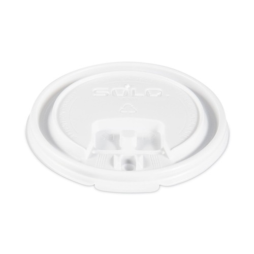 Cups and Lids | SOLO LB3081-00007 Lift Back and Lock Tab Lids for 8 oz. Cups - White (100/Sleeve, 10 Sleeves/Carton) image number 0