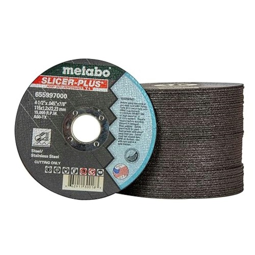 Grinding Wheels | Metabo US655997050 (50/Carton) A60TX Slicer Plus T1 4.5 in. x 0.45 in. x 7/8 in. Cutting Wheel Pack image number 0