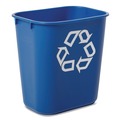 Trash & Waste Bins | Rubbermaid Commercial FG295573BLUE 13.63-Quart Rectangular Deskside Recycling Container - Small, Blue image number 2