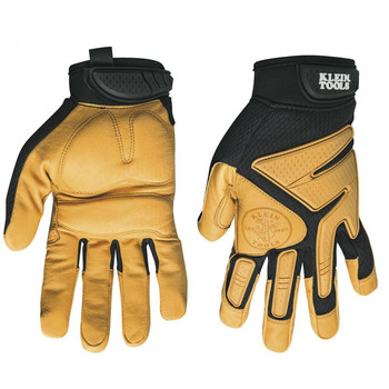Klein Tools 40220 Journeyman Leather Gloves - Medium, Brown/Black