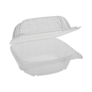 Pactiv Corp. SENSATION SmartLock 5.74 x 5.95 x 3.1 Plastic Hinged Lid Container - Clear (500/Carton)