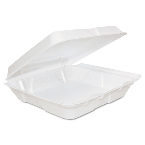 Food Trays, Containers, and Lids | Dart 80HT1R 8 in. x 8 in. x 2.25 in. Foam Hinged Lid Containers - White (200/Carton) image number 0