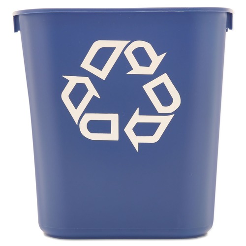 Trash & Waste Bins | Rubbermaid Commercial FG295573BLUE 13.63-Quart Rectangular Deskside Recycling Container - Small, Blue image number 0