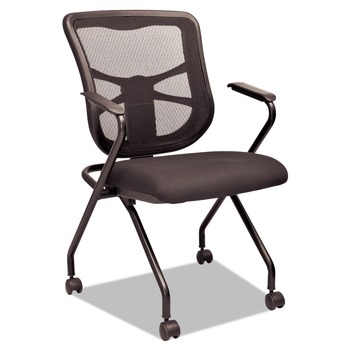 Alera Elusion Padded Mesh Nesting Chair - Black (2/Carton)