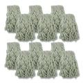 Mops | Boardwalk BWKCM20032 32 oz. 4-Ply Cut-End Cotton Mop Head - White (12/Carton) image number 0