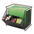 Desktop Organizers | Safco 2164BL 14 x 15.5 x 11.75 Onyx Stackable Steel Mesh 4-Compartment Storage Bin - Black image number 2