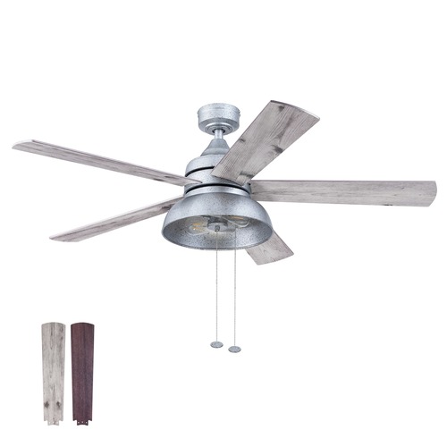 Ceiling Fans | Prominence Home 51660-45 52 in. Brightondale Industrial Style Indoor Outdoor LED Ceiling Fan with Light - Galvanized image number 0