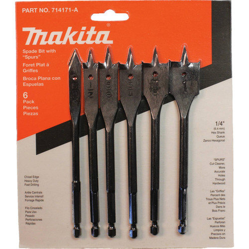 Chisels and Spades | Makita 714171-A 6-Piece Heavy Duty 6 in. Spade Bit Set image number 0