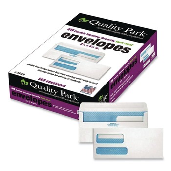 Quality Park #9 Commercial Flap Redi-Seal Adhesive Closure 3.88 in. x 8.88 in. Double Window Redi-Seal Security-Tinted Envelope - White (500/Box)