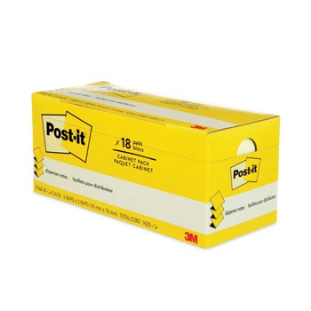 Post-it Pop-up Notes 3 in. x 3 in. Pop-Up Refill Cabinet Pack - Canary Yellow (90 Sheets/Pad, 18 Pads/Pack)