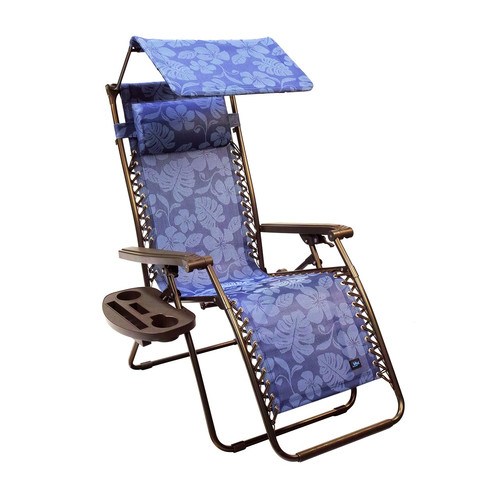 Outdoor Living | Bliss Hammock GFC-465BF 300 lbs. Capacity 26 in. Zero Gravity Chair with Adjustable Canopy - Blue Flowers image number 0