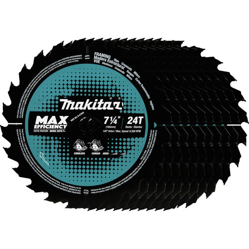 Circular Saw Accessories | Makita B-61656-10 7-1/4 in. 24T Carbide-Tipped Ultra-Thin Kerf Framing Blade (10-Pack) image number 0