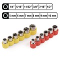Screwdrivers | Great Neck 92018 34-Piece 8 in. Long Handle Hex/Phillips/Slotted/Star Bits Metric/SAE Sockets Ratcheting Screw/Nut Driver Set - Yellow/Black Handle image number 1