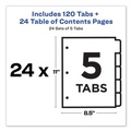 Office Jansan | Avery 11167 Ready Index 11 in. x 8.5 in. 5-Tab 1 to 5 Uncollated Customizable TOC Dividers - Multicolor Tabs/White (24/Box) image number 5
