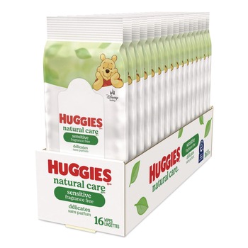 Huggies Natural Care 6.6 in. x 6.86 in. Sensitive Baby Wipes - Unscented/White (16/Carton)