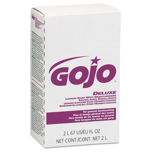 Cleaning & Janitorial Supplies | GOJO Industries 2217-04 Deluxe 2000 ml Lotion Soap with Moisturizer Refill for NXT Dispenser - Floral Scent (4/Carton) image number 0