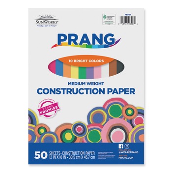 Prang 12 in. x 8 in. 50 lbs. Construction Paper - Assorted (50/Pack)