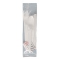 Food Service | SOLO MOW8Y-0007 Medium Weight PP Kit Wrapped Fork/Knife/Teaspoon/Napkin with Salt and Pepper - White (250/Carton) image number 0
