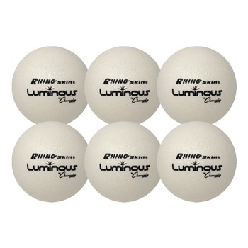 Champion Sports Rhino Skin 6.3 in. Diameter Luminous Dodgeball Set - Luminous White/Blue (6/Set)