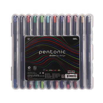 TOPS Assorted Point Sizes PENTONIC Stick Gel Pen - Assorted Ink Colors/Black Barrel (12/Pack)