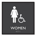 Floor Signs | Headline Sign 66913 8 in. x 8 in. Women Accessible Plastic ADA Sign - Clear/White image number 0