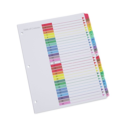 Office Jansan | Universal UNV24814 11 in. x 8.5 in. 31-Tab 1 to 31 Deluxe Table of Contents Dividers for Printers - White (1 Set) image number 0