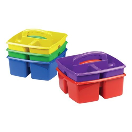 Office Jansan | Storex 00941U06C 9.25 in. x 9.25 in. x 5.25 in. 3 Sections Small Art Caddies - Assorted Colors (5/Pack) image number 0