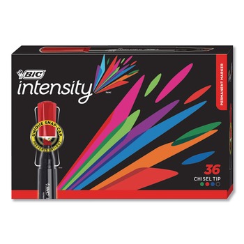 BIC Intensity Chisel Tip Permanent Markers - Assorted Colors (36-Piece/Pack)