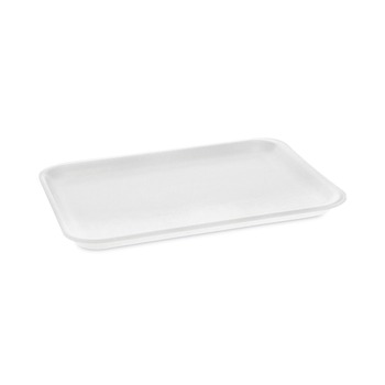 Pactiv Corp. 9.13 in. x 7.13 in. x 0.65 in. #4 Shallow Foam Meat Tray - White (500/Carton)